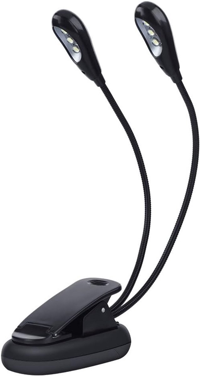 Klemlamp met Flexibele Zwanenhals - Zwart - Mini Oplaadbare LED Bureaulamp - Voor Muziekstandaards en Lezen