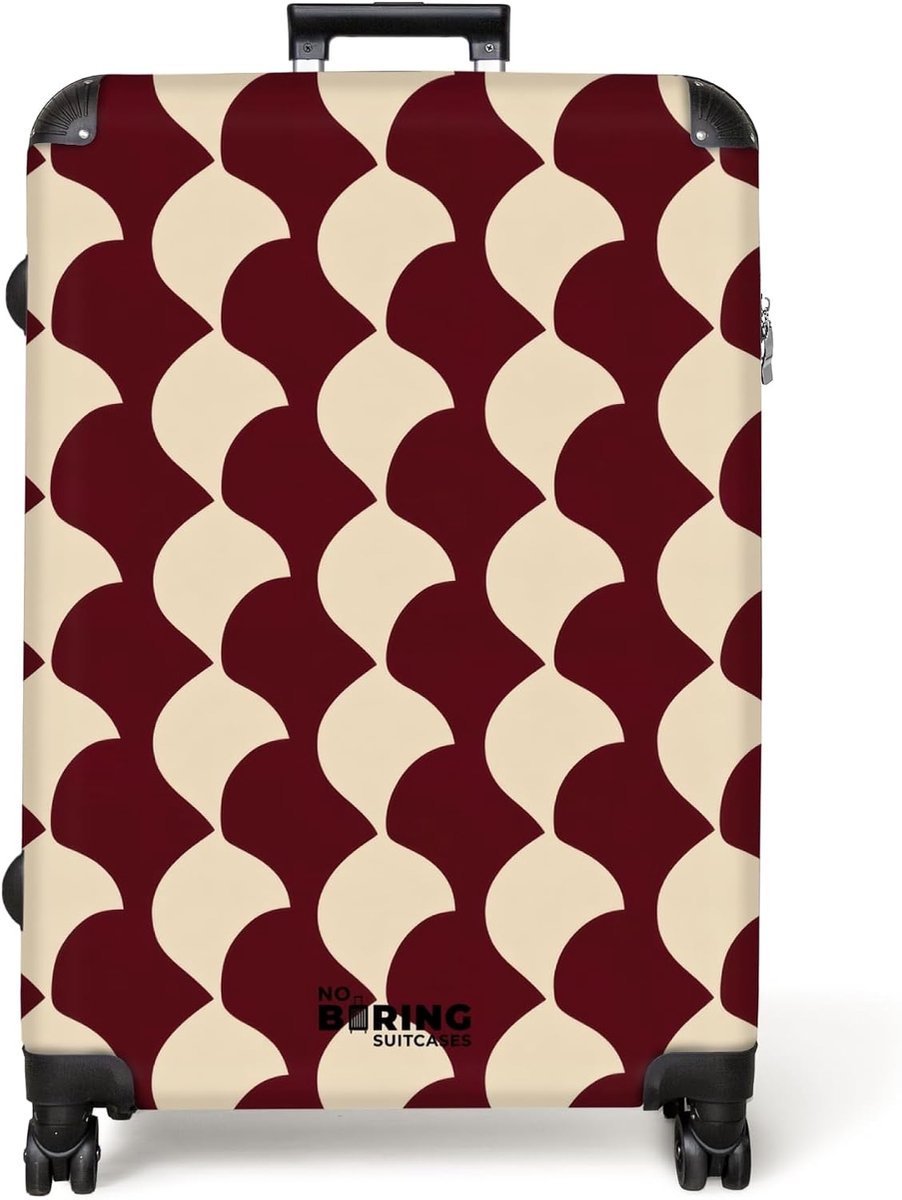 Koffer XL - Rood - Tegelpatroon - Ruim en lichtgewicht voor lange reizen - ShopVlot