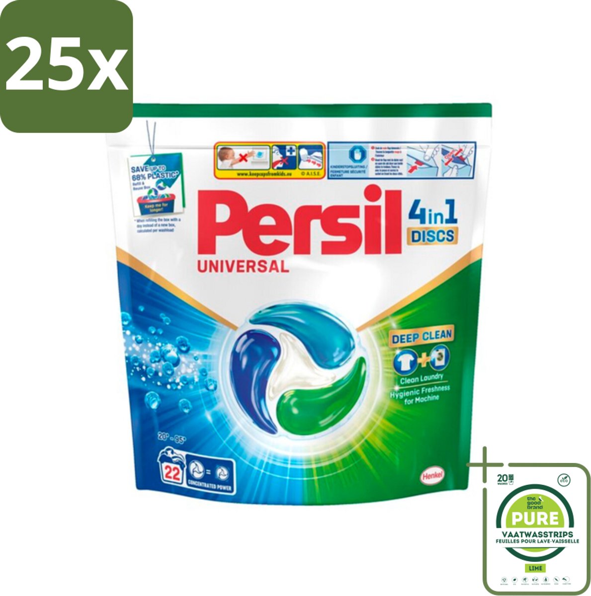 25 x Persil - Wasmiddel - Wasmiddelcapsules Discs Universal - Voor Witte Was - 22 wasbeurten - Grootverpakking - Wasmiddelen - Wascapsules - Witte Was - Vlekken Verwijderen - Wasmachine Schoon