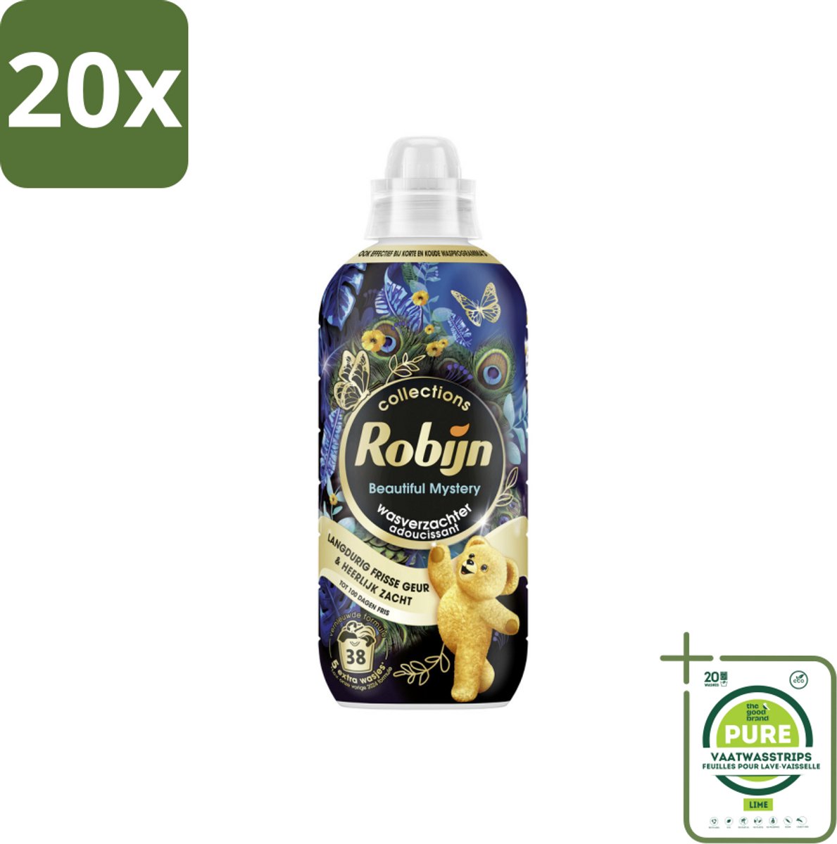 20 x Robijn – Wasverzachter – Beautiful Mystery – 765 ml - Grootverpakking - Wasverzachter - Wasverzachter Geur - Wasverzachter Voor Donkere Kleding - Wasverzachter Voor Katoen - Wasverzachter Voor Synthetische Stoffen