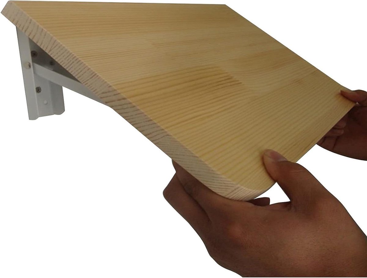 Opklapbaar Bureau - Wandtafel Klaptafel - Ruimte Besparen - Stabiele Stalen Beugels - Draagt 50 kg - Natuurlijk Hout