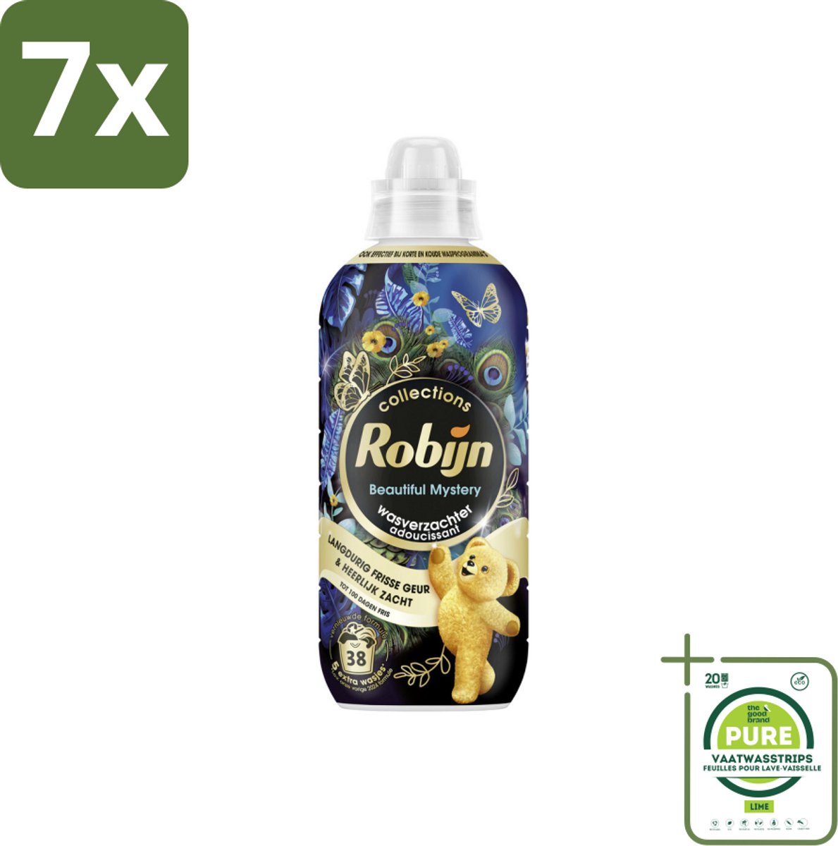7 x Robijn – Wasverzachter – Beautiful Mystery – 765 ml - Grootverpakking - Wasverzachter - Wasverzachter Geur - Wasverzachter Voor Donkere Kleding - Wasverzachter Voor Katoen - Wasverzachter Voor Synthetische Stoffen
