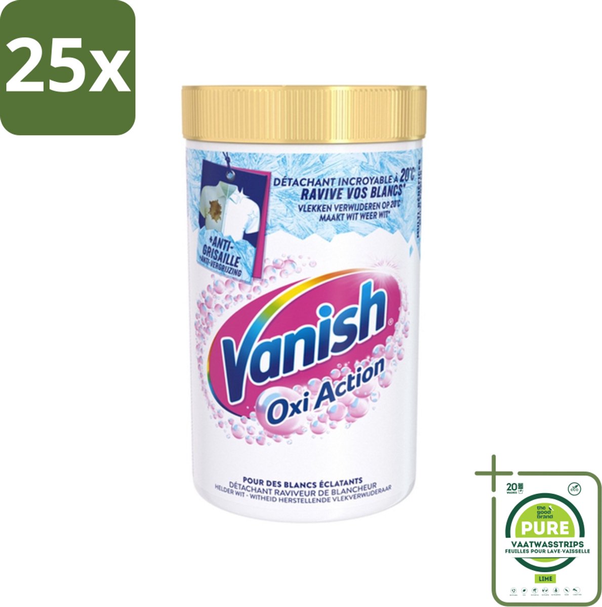 25 x Vanish - Vlekverwijderaar - Oxi Action Whitening Booster - Voor Witte Was - Poeder - 1,41 kg - Grootverpakking - Witte Was - Vlekken Verwijderen - Vlekkenverwijderaar - Wasverzachter - Wasmiddel