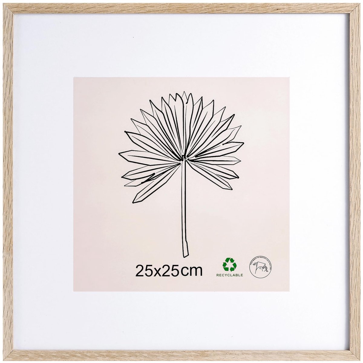 SnelShoppen - Fotolijst 25 x 25 cm met Passe-Partout Houten Fotolijst met Acrylglas - Verticaal/Horizontaal Op te Hangen voor Foto's, Posters, Puzzels