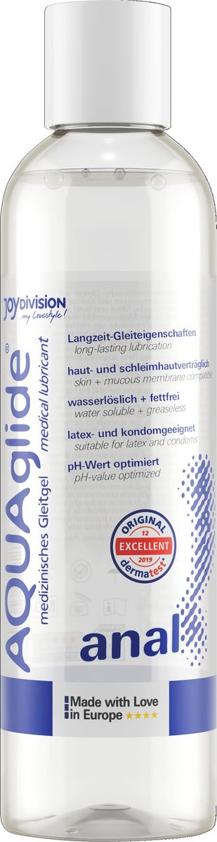 JOYDIVISION AQUAglide ANAL 300ml – Premium glijmiddel op waterbasis, extra stroperig voor anale seks | Dermatologisch getest & huidvriendelijk | Zonder parfum, kleurstoffen of parabenen