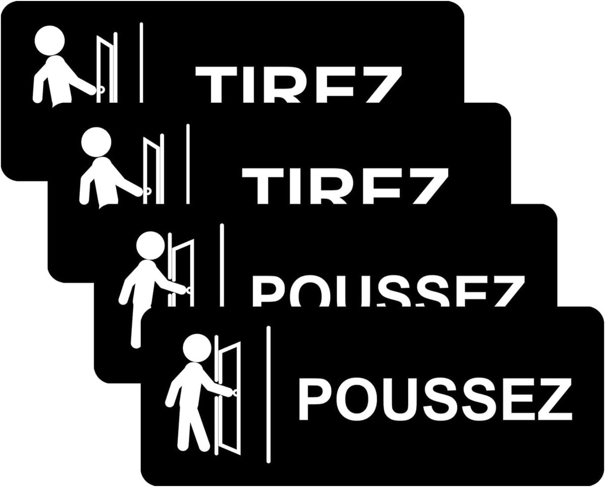 Duurzame Zelfklevende Vinyl Stickers voor Deur - 2 Stuks, Push en Pull Aanwijzingen, 180mm x 70mm