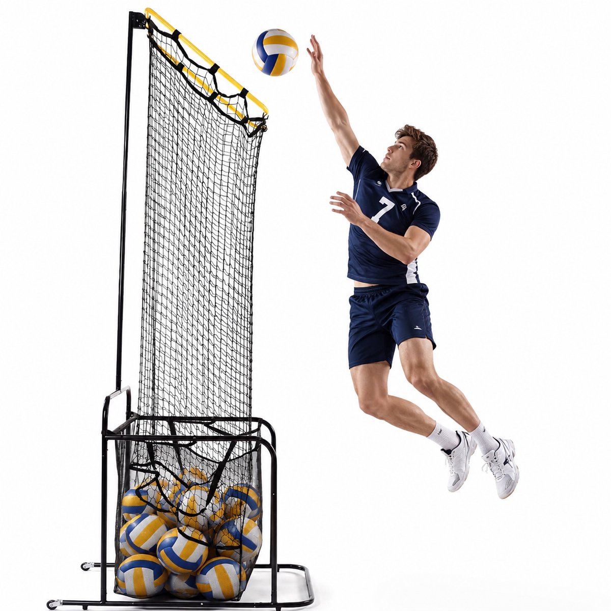 Geel volleybalnet 118 * 75 * 300 cm, geschikt voor binnen en buiten.