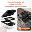 De Lekro groentesnijder is eenvoudig uit elkaar te halen voor reiniging en opberging in de vaatwasser.