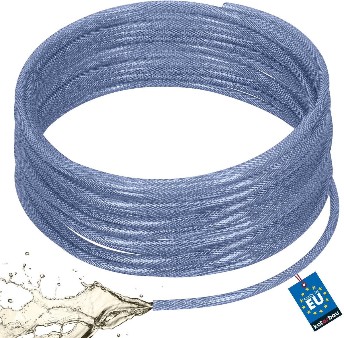 KOTARBAU® Persluchtslang ø 6 mm / 3 mm - Compressorslang - Luchtslang 50 m - PVC-slang met Weefselinleg - Waterslang - Transparant - Blauw