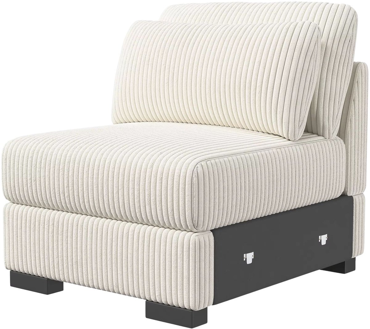Modulaire Velvet Bank - Beige Fluweel - met Brede Armleuningen en Voetenbank