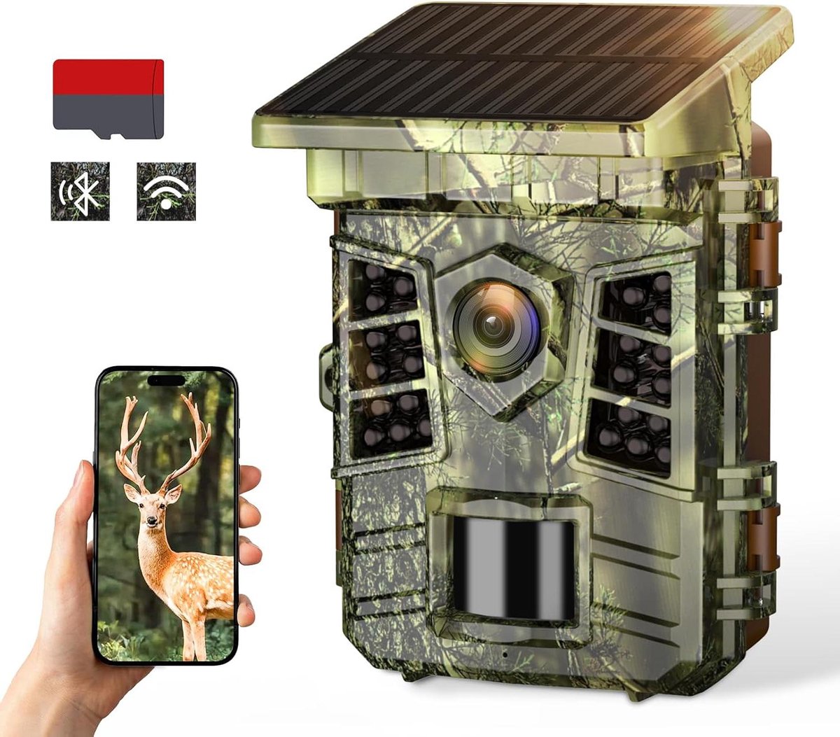 Wildcamera App - Nachtzicht Camera - Natuurlijk Gedrag Observeren - Zonne-energie Accu - 25 Meter Bereik - Groen