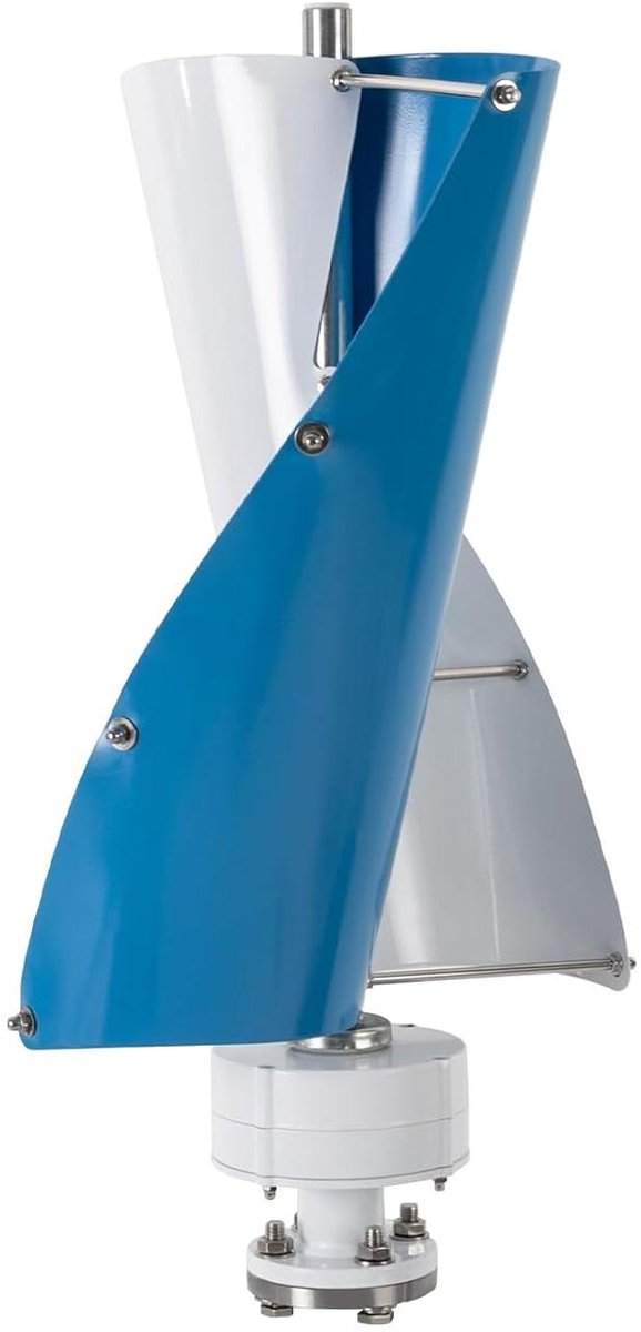 Verticale Windturbine - Windgenerator Stroom - Duurzame Energie Opwekken - Stil En Weerbestendig - 100W 40cm Diameter - Wit Blauw