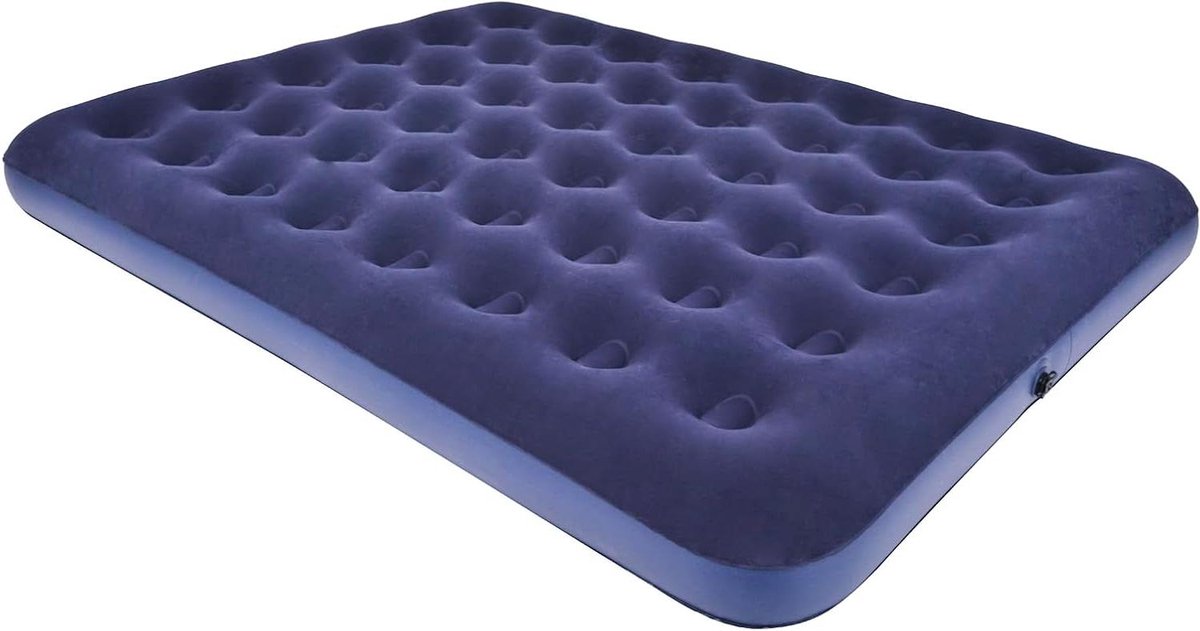 Luchtbed Queen Size - Opblaasbaar Bed - Kamperen en Reizen - Honingraat Structuur - 203 x 152 cm - Blauw