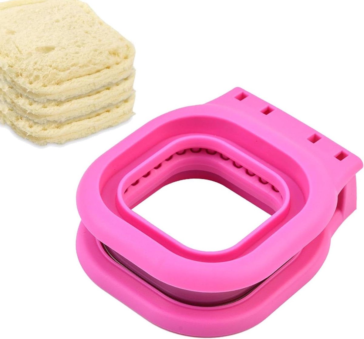 Sandwich Mallen Cutter - Brood Maker - Lunch Maken - Gekarteld Ontwerp - 14.9 x 12.3 x 4.8 cm - Roze