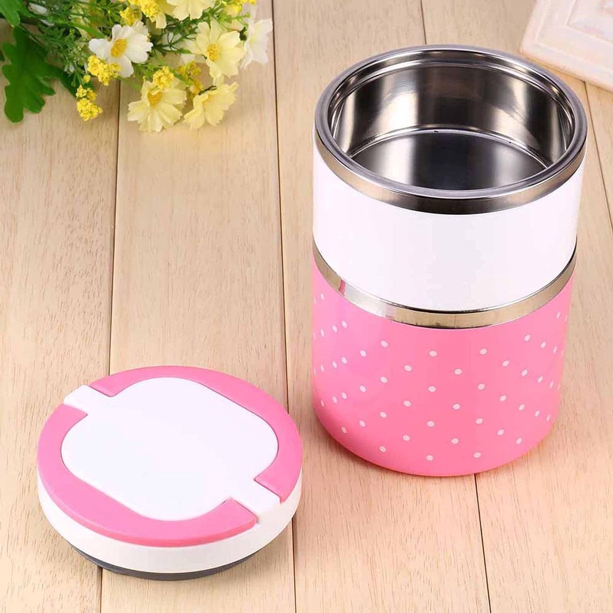 Thermos Lunchbox - Isolerende Voedselcontainer - Warme Maaltijden Meenemen - Dubbele Handgrepen - 930ml - Roze