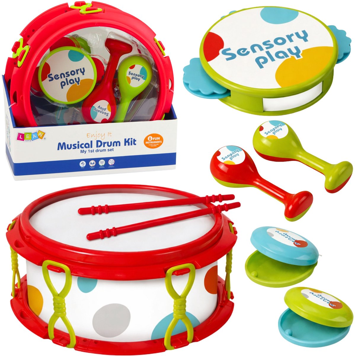 Muziekinstrumenten voor kinderen Trommelrammelaars Tamboerijn Castagnetten