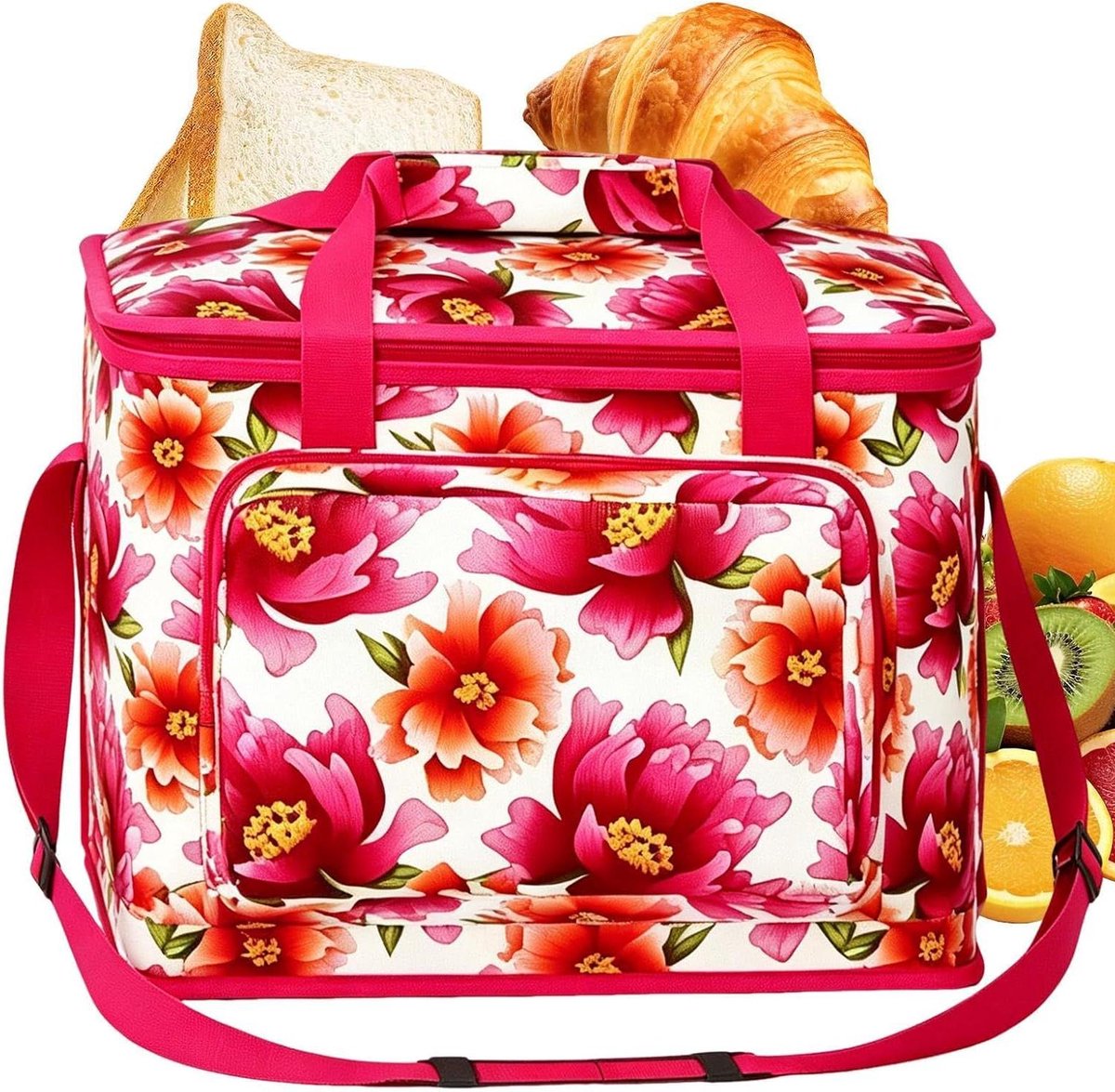 Picknick Koeltas - Geïsoleerde Draagbox - Eten Koel Houden - Waterdichte Voering - 30x20x12 cm - Rood