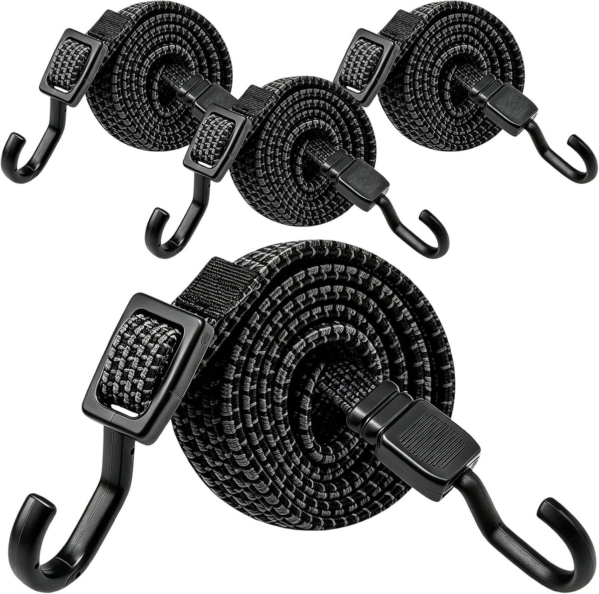 Verstelbaar spanrubber met haken - Zwart - 100 cm - Extra sterke rubberen touw - Voor Camping en Fiets