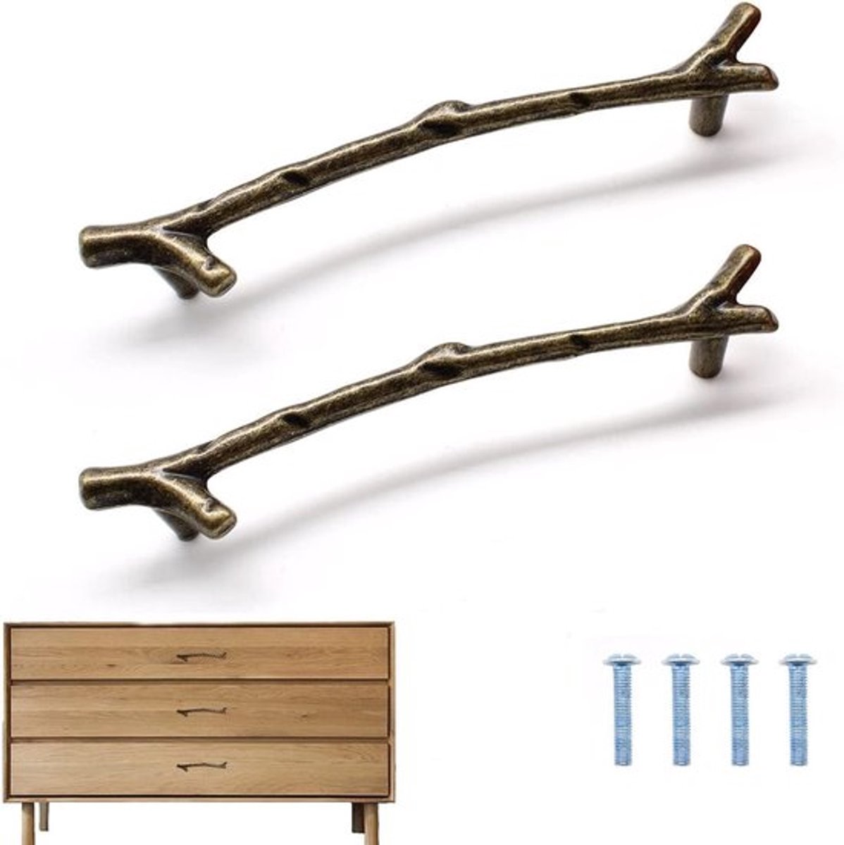 Antieke Deurgrepen voor Kasten en Lades, 127mm Gatenafstand, Bronzen Handgrepen voor Badkamer en Keuken - Set van 2
