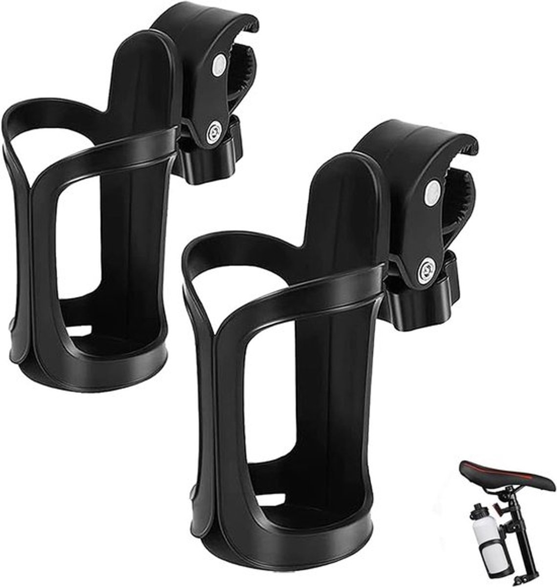 Praktische Flessenhouder voor Kinderwagens en Fietsen, 360° Rotatie, Geschikt voor Flessen en Koffie, Ideaal voor Mountainbikes en Rolstoelen
