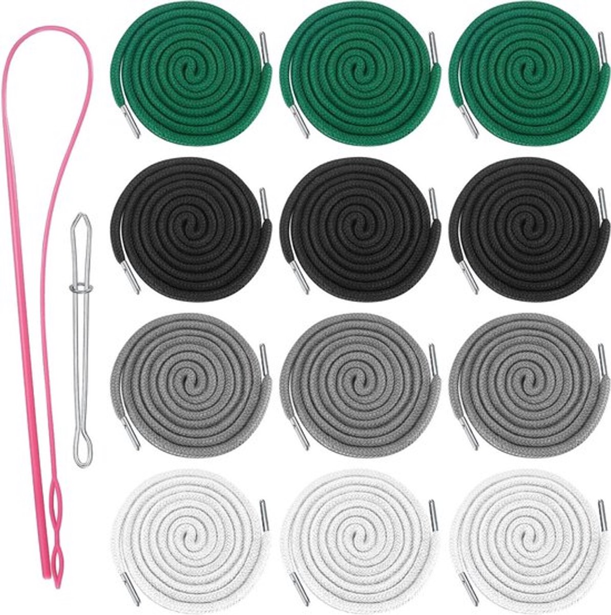 Set van 12 Vervangende Katoenen Trekkoorden met Metalen Eindstukken voor Sportbroeken, Sweaters en Tassen - 130 mm