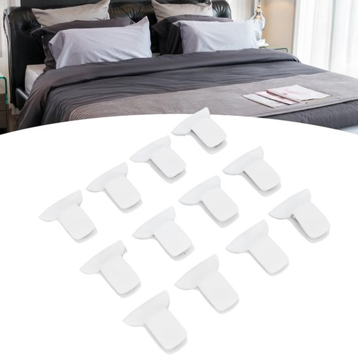 Dekbedclips voor Dikke Dekbed - 12 Stuks Gewatteerde Clips - Dekenbevestigingen - Voorkomt Verschuiven - Geschikt voor Vierseizoenen - Kostenbesparend - Dekbedbevestigingen