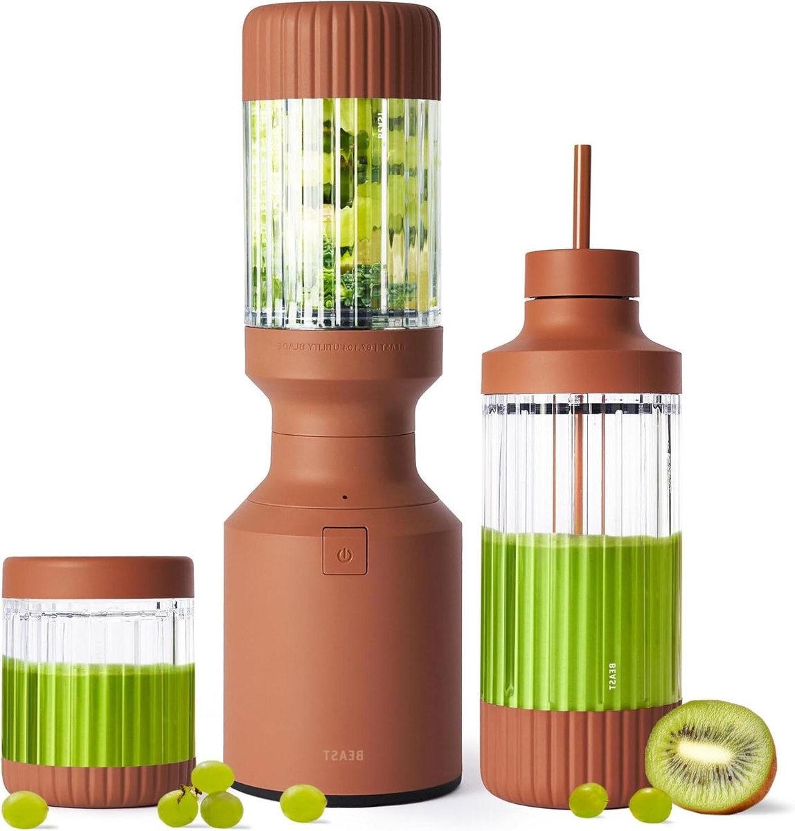 Krachtige Blender - Smoothie Maker - Gezonde Drankjes Maken - 850W Motor - 3 Bekers 785ml - Terracotta