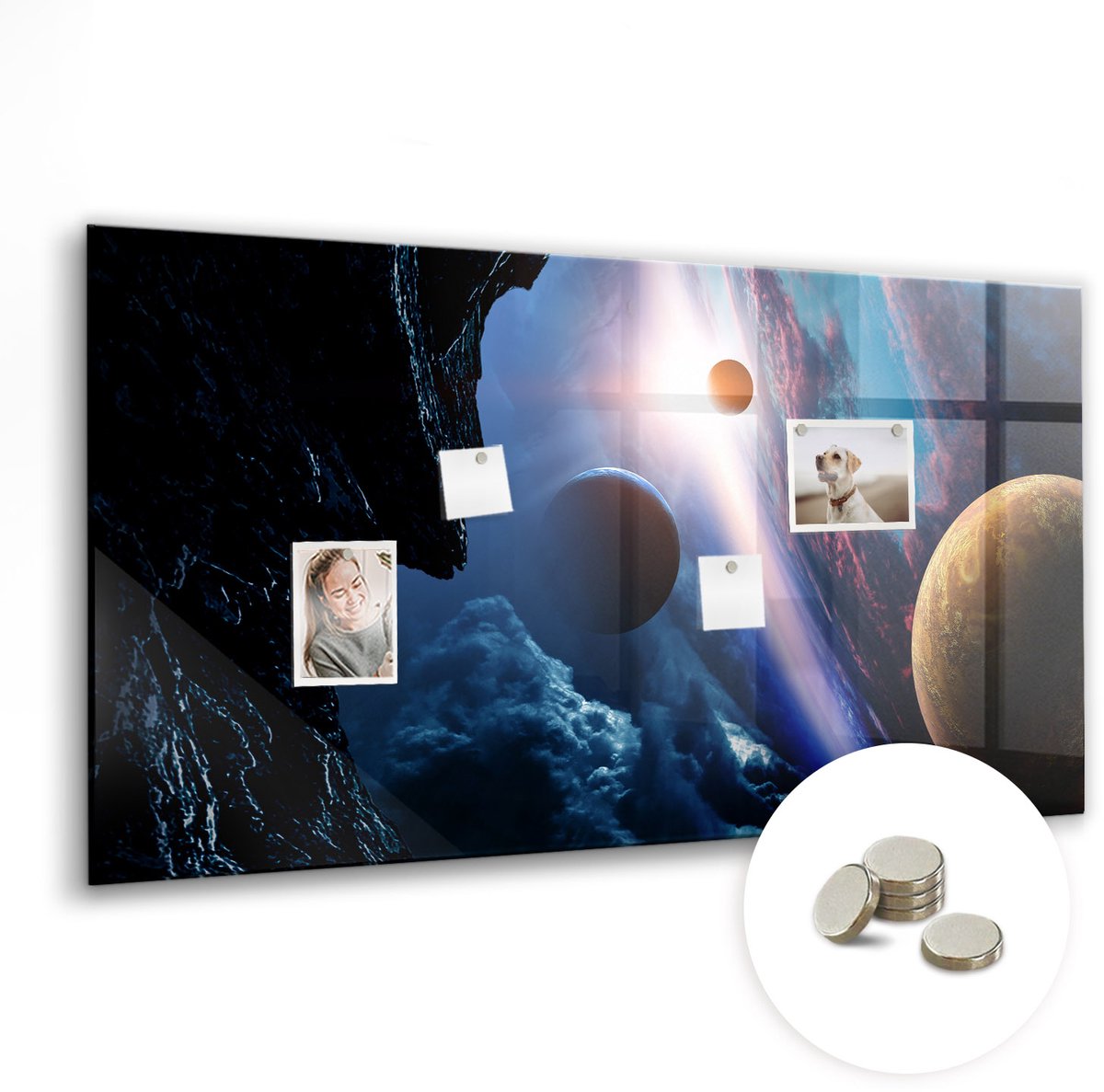 Coloray Glazen Magneetbord - Magnetisch Bord Abstracte wereldkaart - 120x60 cm - Veelkleurig Magneetbord - Magnetic Board - Magneetbord Design