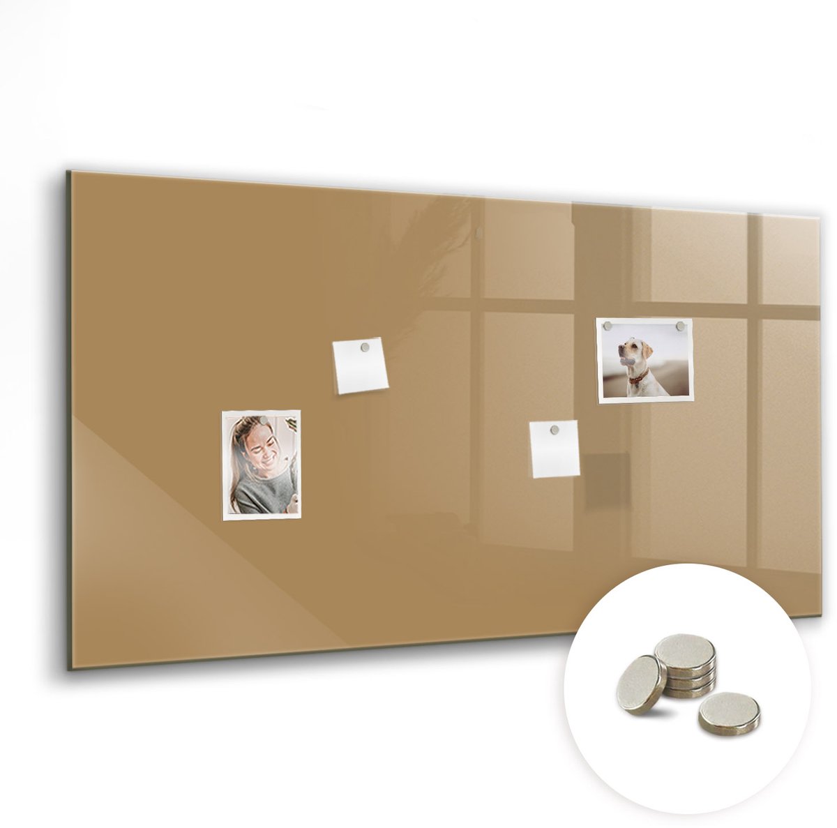 Coloray Glazen Magneetbord - Magnetisch Bord Kleur: donkerwit - 120x60 cm - Beige Magneetbord - Magnetic Board - Magneetbord Design