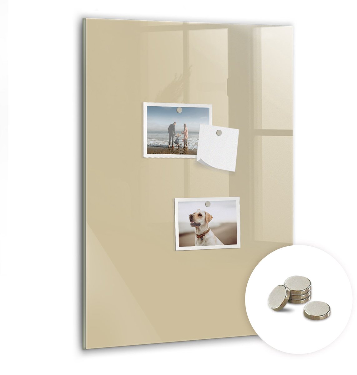 Coloray Glazen Magneetbord - Magnetisch Bord Wijnkurken - 40x60 cm - Beige Magneetbord - Magnetic Board - Keuken Decoratie
