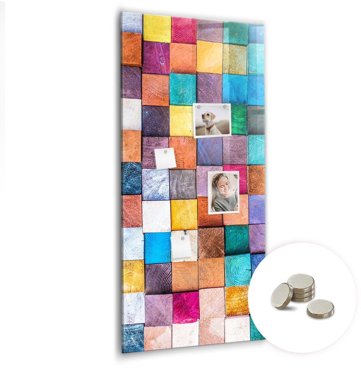 Coloray Glazen Magneetbord - Magnetisch Bord Zonnebloempitten - 60x120 cm - Veelkleurig Magneetbord - Magnetic Board - Woonkamer Decoratie