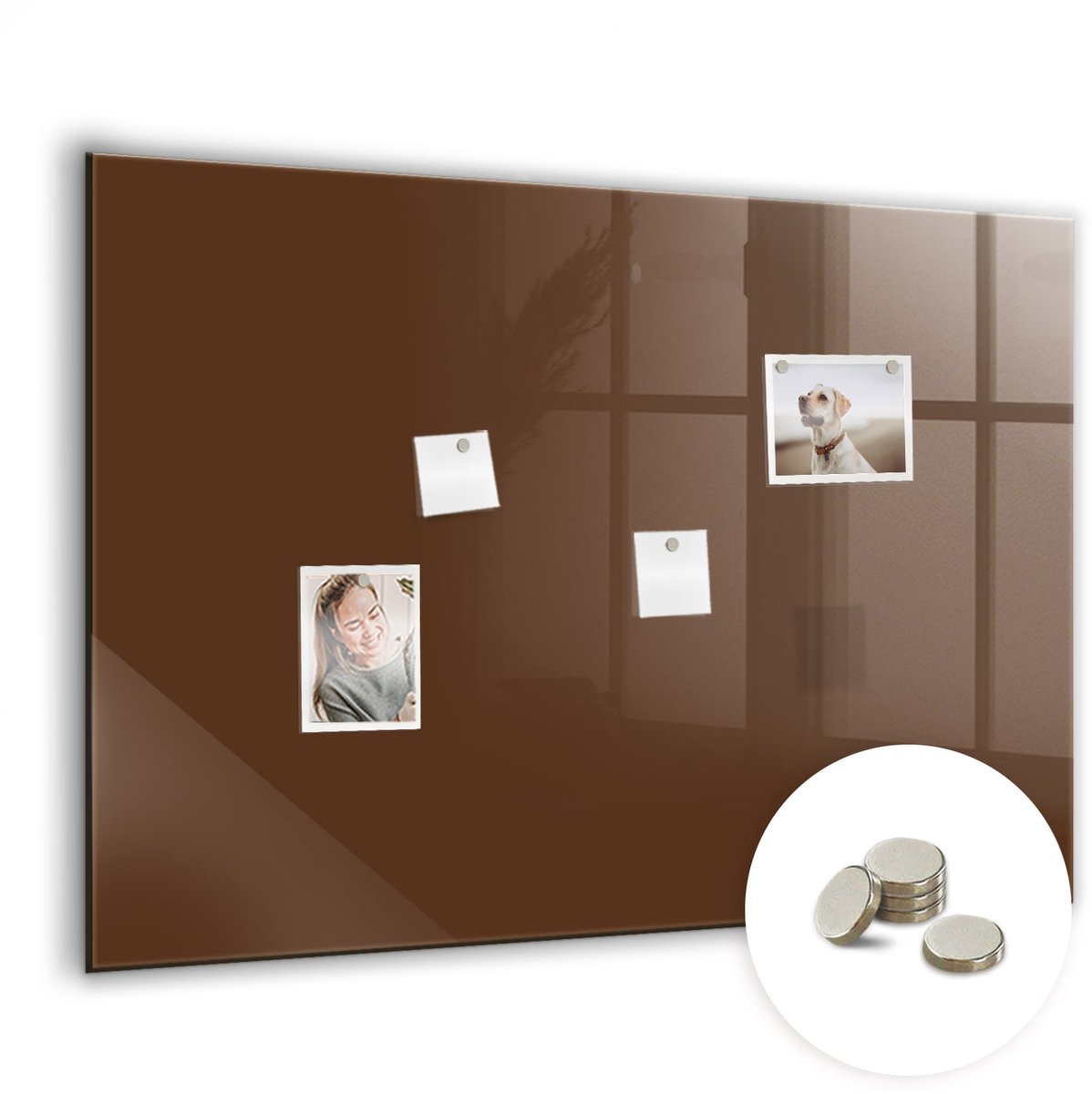 Coloray Glazen Magneetbord - Magnetisch Bord Rode kleur - 100x70 cm - Bruin Magneetbord - Magnetic Board - Magnetisch Wandbord