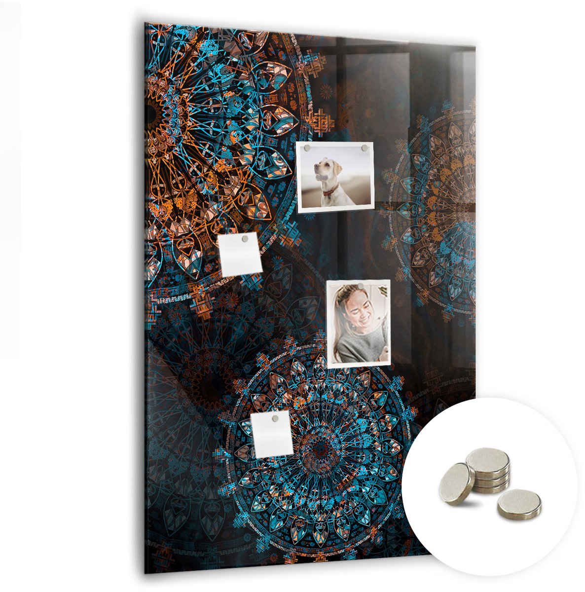 Coloray Glazen Magneetbord - Magnetisch Bord Abstracte vlekken - 70x100 cm - Veelkleurig Magneetbord - Magnetic Board - Bureau Decoratie