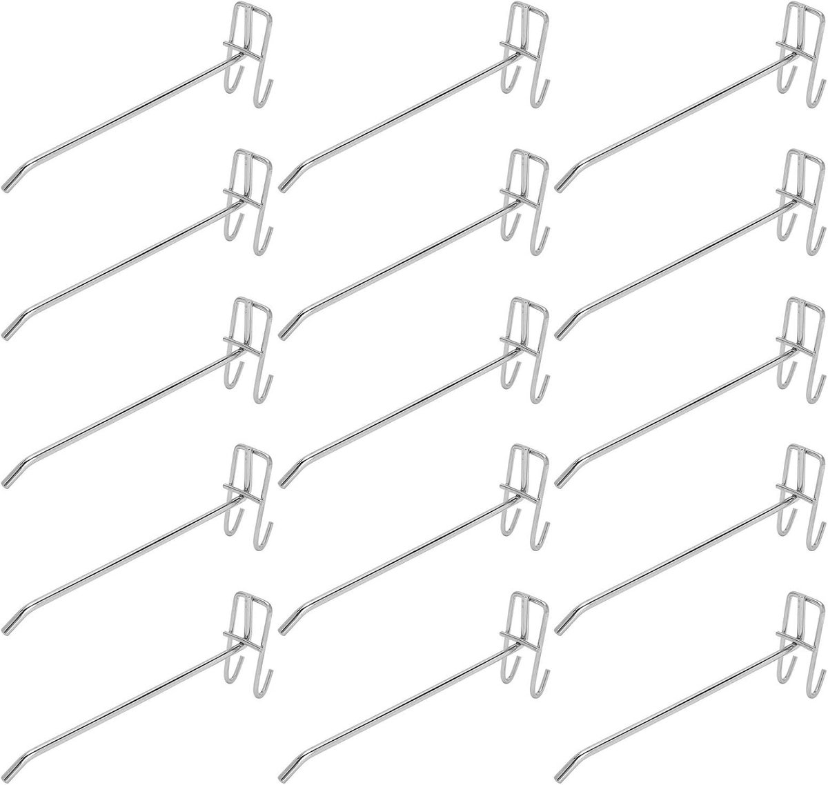 SnelShoppen - 30 Stuks Pegboard Haakjes, Metaal Supermarkt Plank Haak Grid Wandbeugel PEG Bord Display Haak voor Wand Organiseren in Garage (20cm)