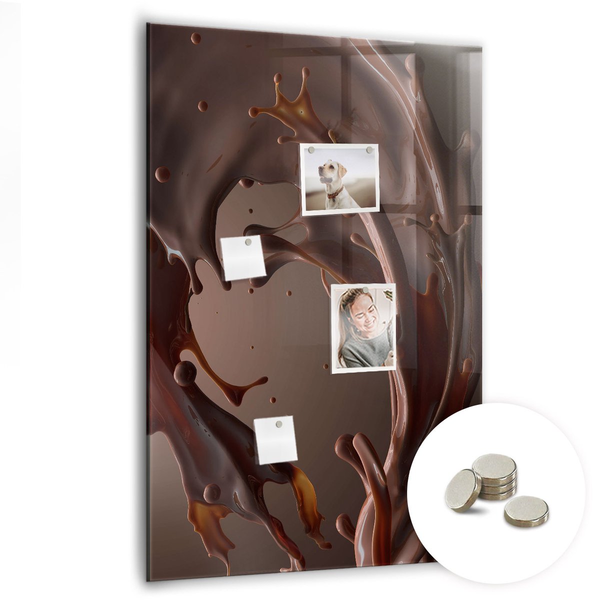Coloray Glazen Magneetbord - Magnetisch Bord Groene paprika's - 70x100 cm - Bruin Magneetbord - Magnetic Board - Keuken Decoratie