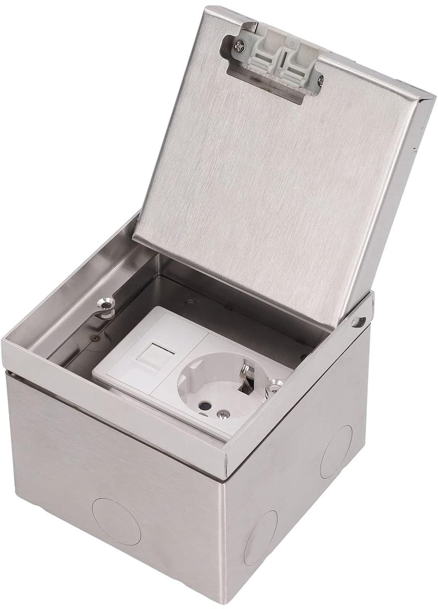 SnelShoppen - Ingebouwde vloercontactdoos van roestvrij staal - Waterdicht, hittebestendig, vlamvertragend, voor AC 250 V gebruik in huis, tuin, keuke