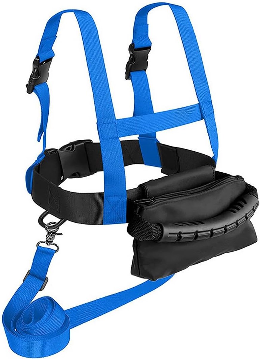 SnelShoppen - Ski en snowboard trainingsharnas voor kinderen met afneembare riem en tas, snelheidscontrole, educatieve ski-accessoires blauw