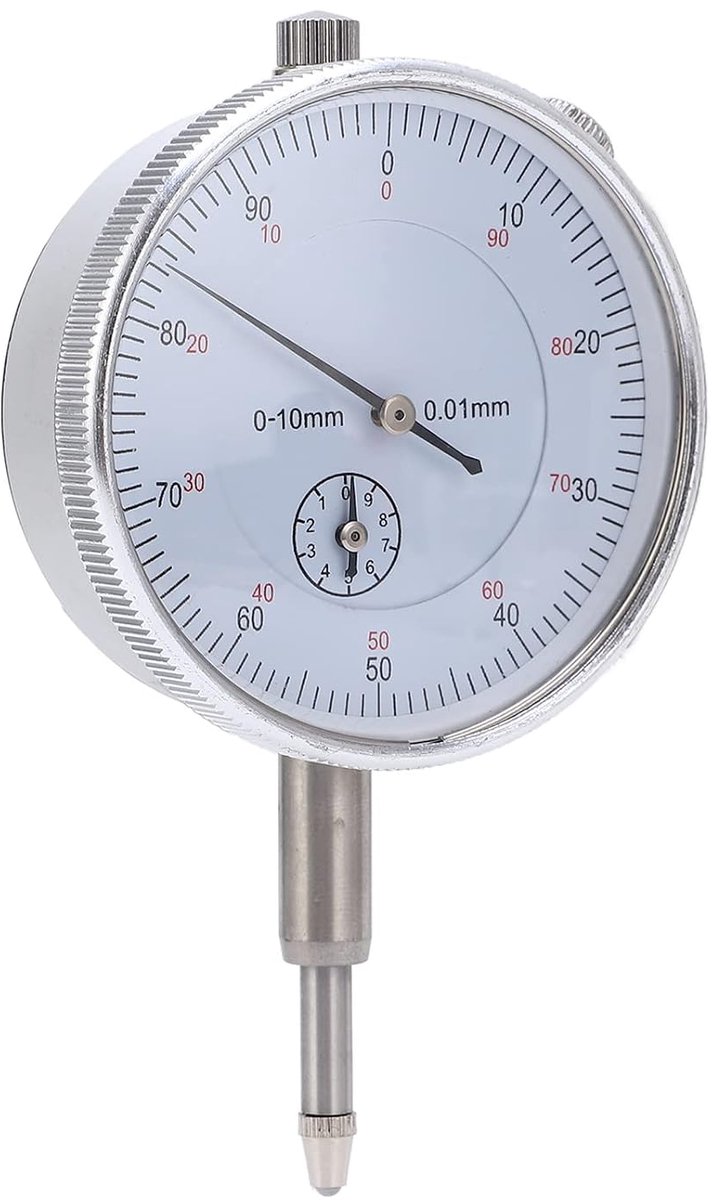 SnelShoppen - Dial Indicator - Slijtvast Transparant Deksel Mechanische Wijzerplaat Meetinstrument - Hoge Nauwkeurigheid 0-10mm - Staal - Voor Precisi