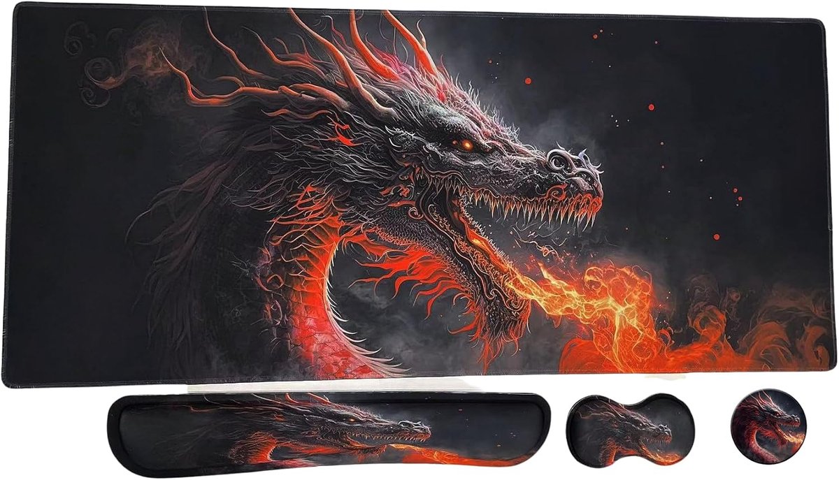 Fayet Keyboard Mouse Pad Set, Extra Large Gaming Pad + Keyboard Wrist Rest + Mouse Wrist Rest + Coaster, Easy Typing - ShopVlot