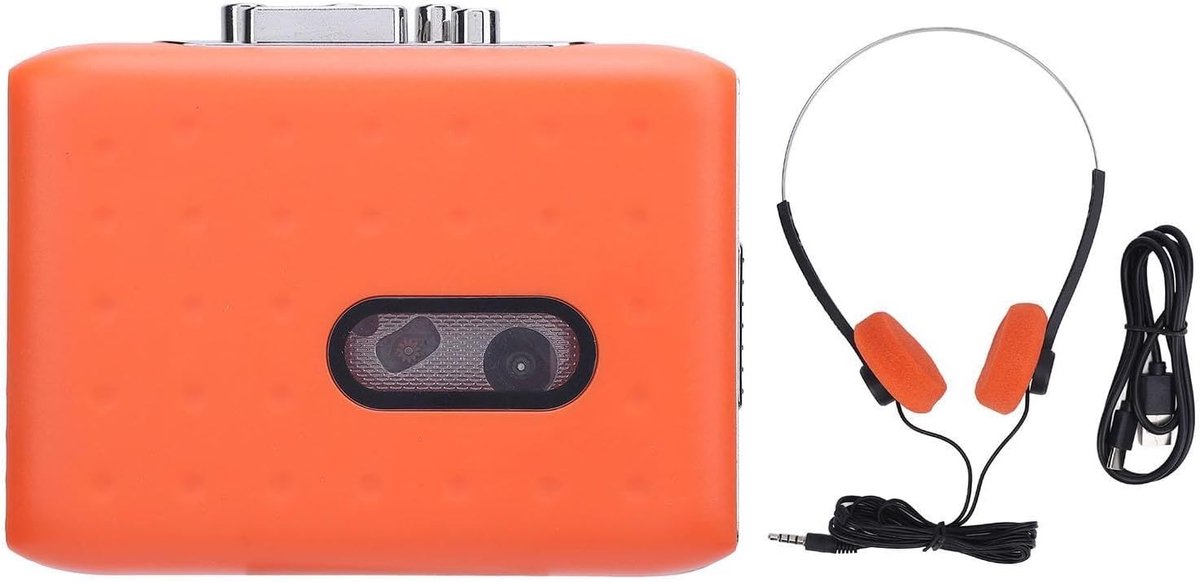 Draagbare Cassette Speler en USB-C Converter naar MP3 met Microfoon en Hoofdtelefoon, Retro Tape Recorder met Snelle Vooruit/ Achteruit Functie voor Muziek en Audio Bewerking