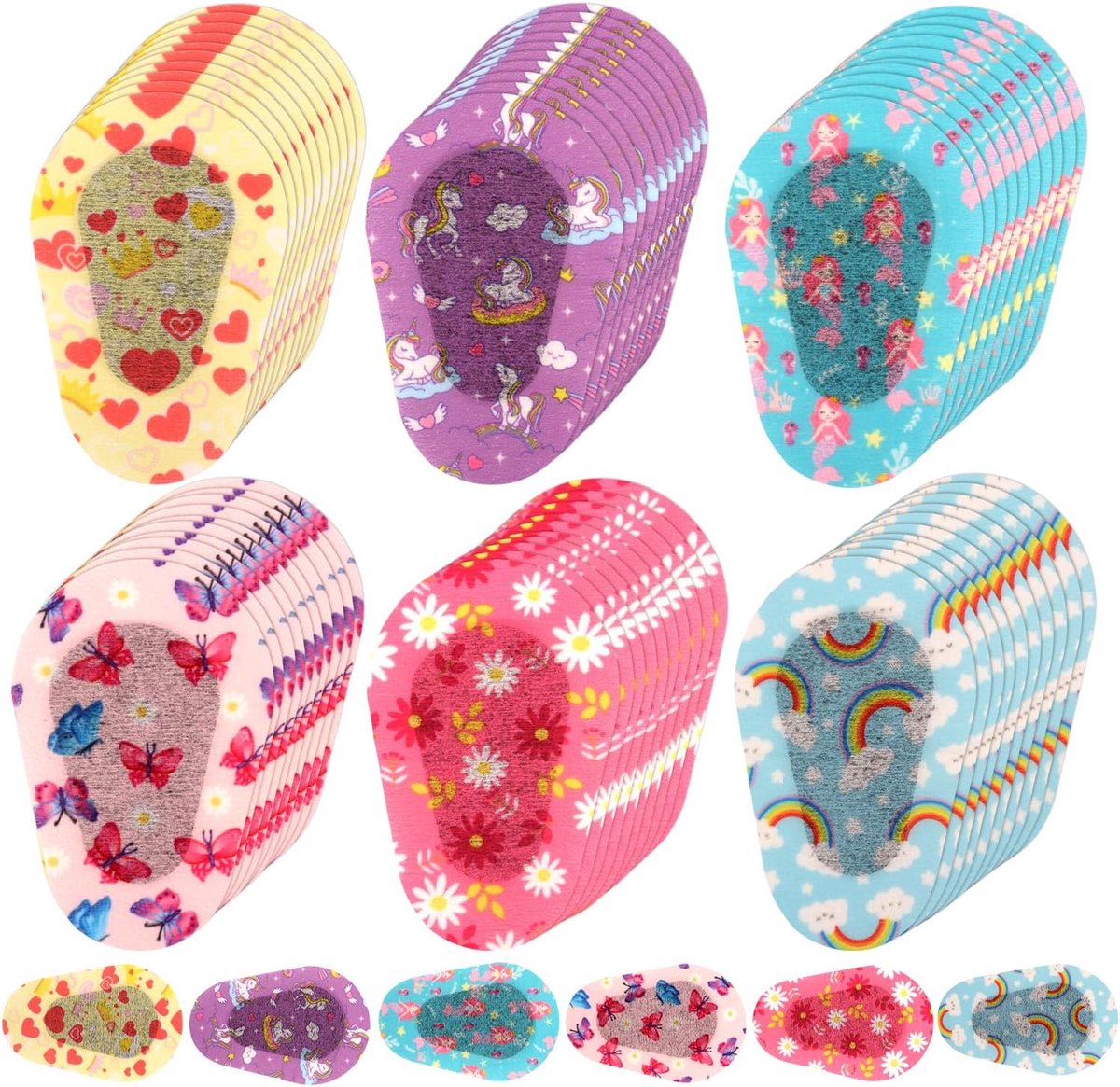 SnelShoppen - 60 Stuks Oogpleisters voor Kinderen, Zelfklevende Oogpatches in 6 Stijlen, Lichtblokkende Katoenen Oogpleisters 7.5x5cm voor Meerdere Ge