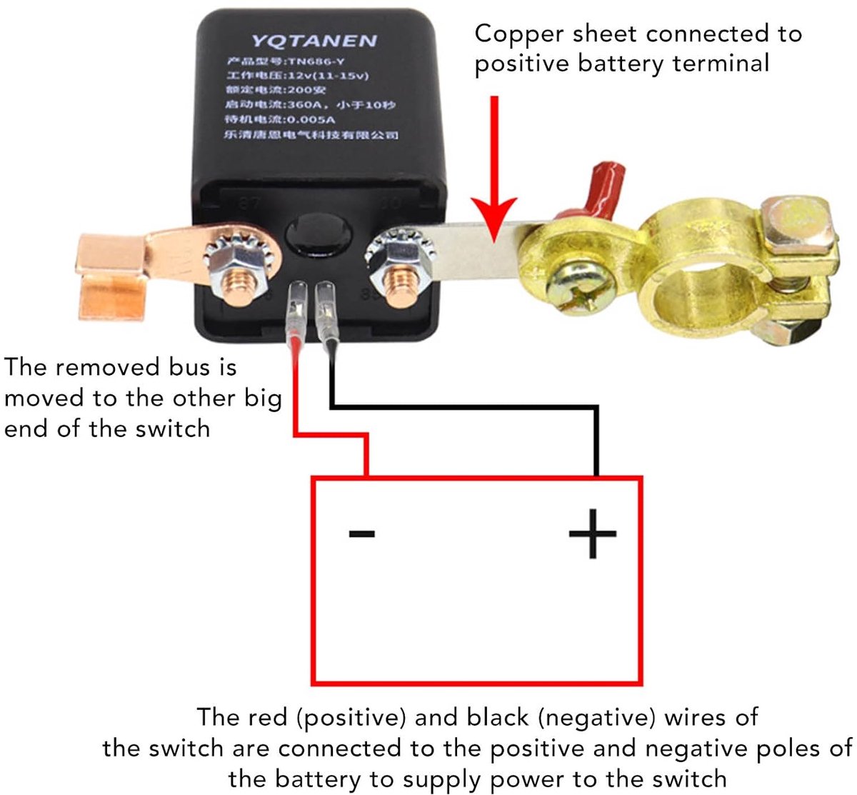 SnelShoppen - Car Battery Separation Switch 200A 12V Afstandsbediening Uitschakelsysteem met 2 Draadloze Fobs voor Auto Accu