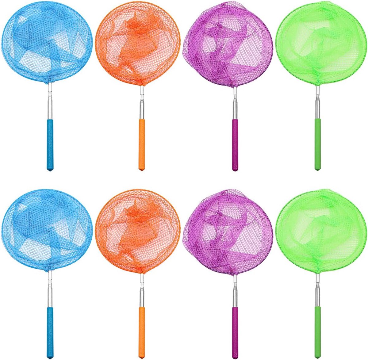 SnelShoppen - 8-delige Set Uittrekbare Vlindervissen Netten (36-89cm) - Geschikt voor Kinderen, Insecten Vangen en Tuinactiviteiten - Random Kleuren