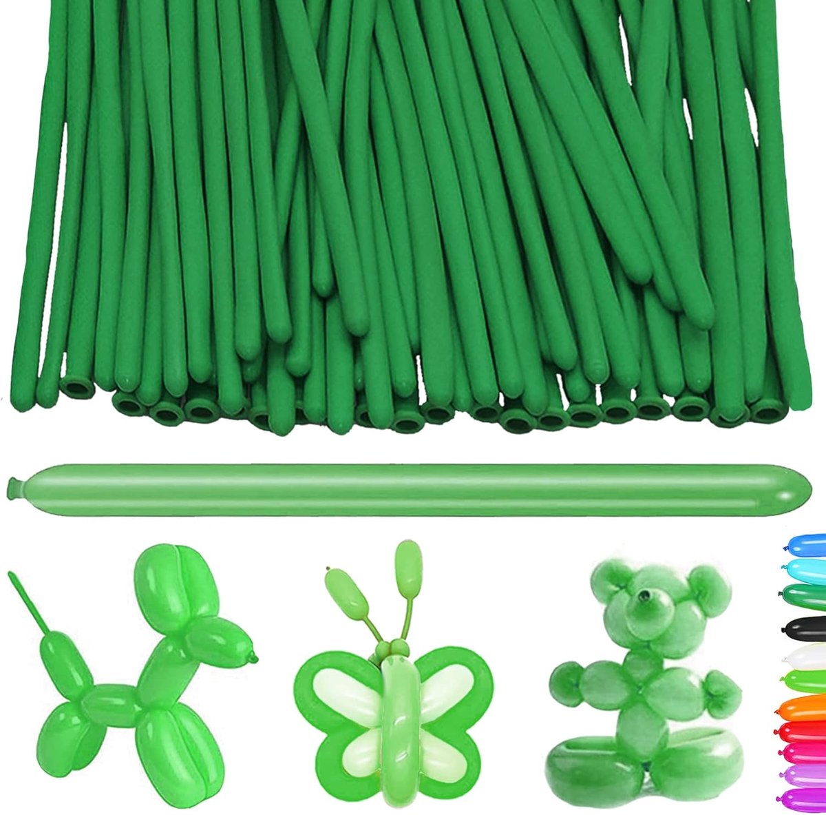 Modelleerluchtballonnen 100 stuks - Lange ballonnen - Kerstgroen - Ideaal voor dierenmodellen - ShopVlot