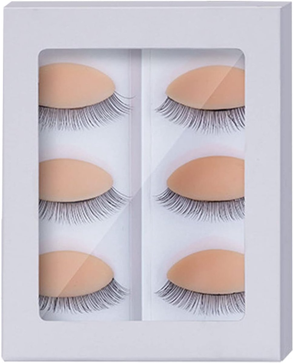 SnelShoppen - Silicone Dubbele Vervangende Oogleden, Mannequin Hoofd Vervangende Oogleden, 3 Pairs Wimperextensions Oogleden voor Wimperoefeningen, Re
