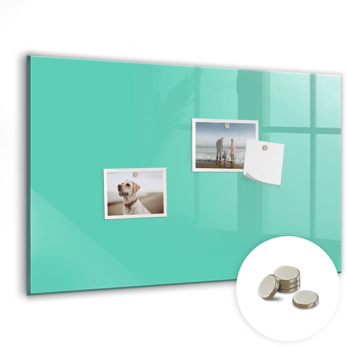 Coloray Glazen Magneetbord - Magnetisch Bord Turkooiskleur - 60x40 cm - Turkoois Magneetbord - Magnetic Board - Magnetisch Wandbord