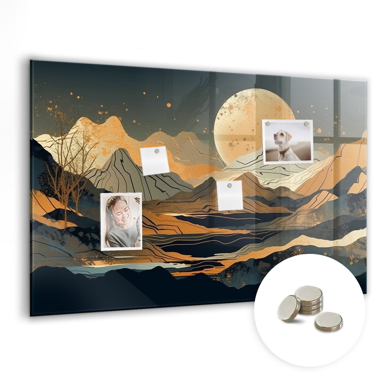 Coloray Glazen Magneetbord - Magnetisch Bord Een wereld van chaos - 90x60 cm - Veelkleurig Magneetbord - Magnetic Board - Wanddecoratie