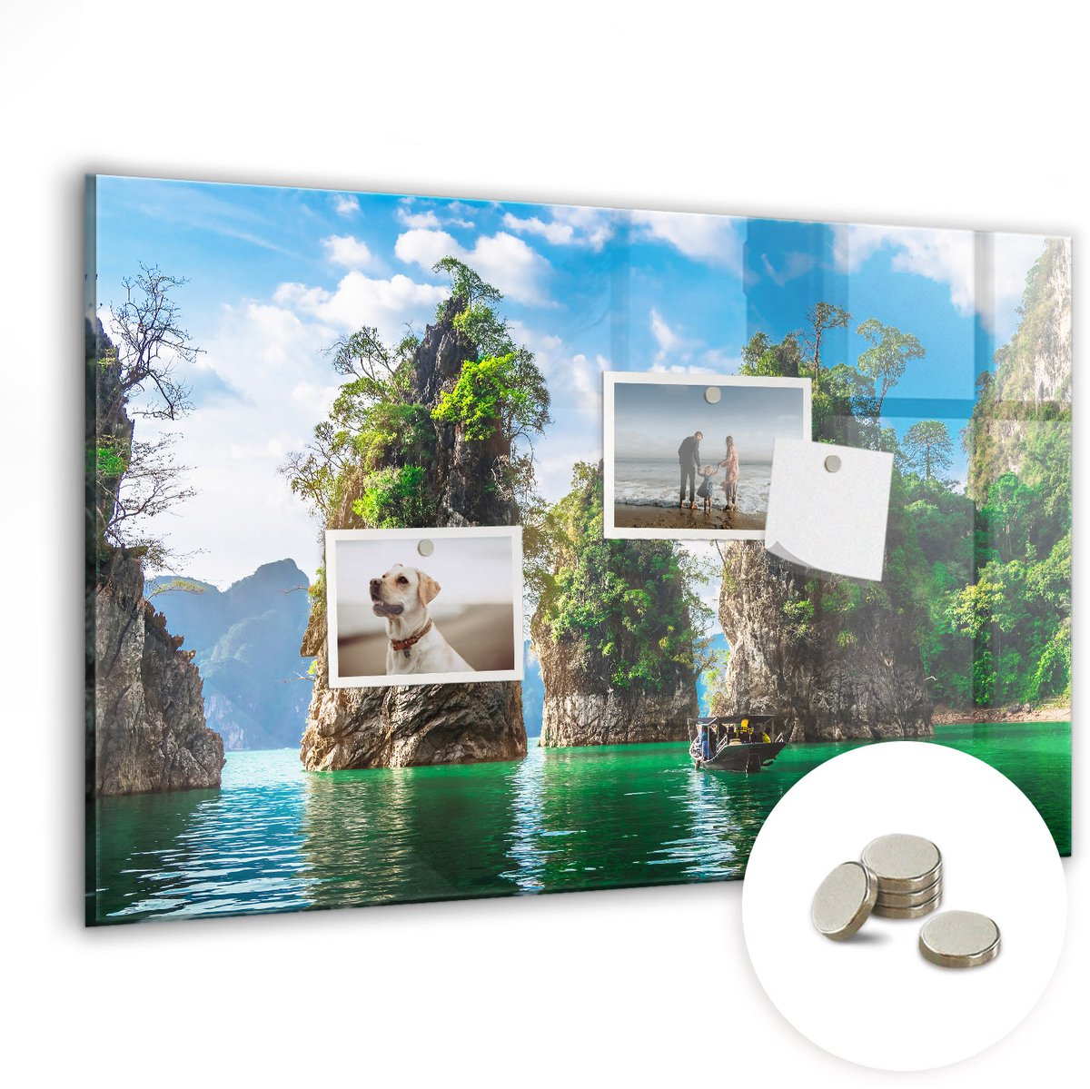 Coloray Glazen Magneetbord - Magnetisch Bord Meer, bomen, natuur - 60x40 cm - Veelkleurig Magneetbord - Magnetic Board - Woonkamer Decoratie