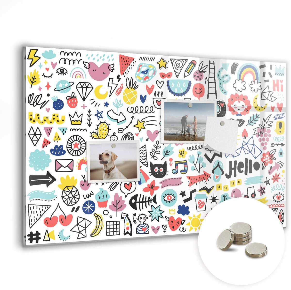 Coloray Glazen Magneetbord - Magnetisch Bord Afbeeldingen schetsen - 60x40 cm - Veelkleurig Magneetbord - Magnetic Board - Glazen Magneetbord