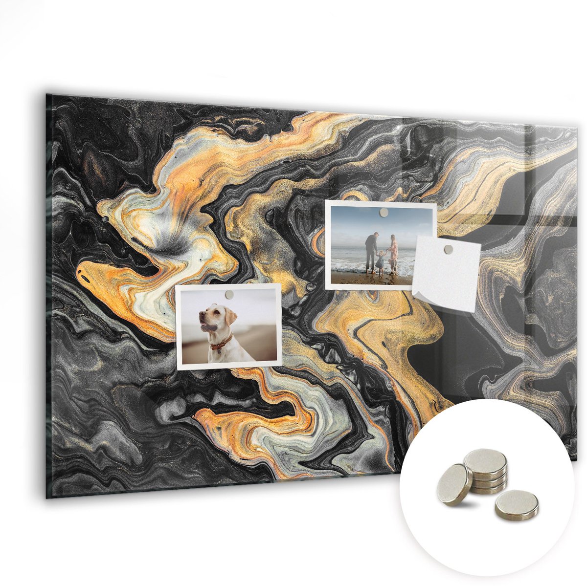 Coloray Glazen Magneetbord - Magnetisch Bord Gouden marmer - 60x40 cm - Gouden Magneetbord - Magnetic Board - Woonkamer Decoratie